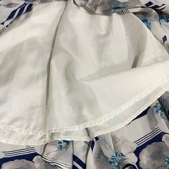 Maison Jules Blue Floral Stripe Fit & Flare Dress Size Small - Picture 9 of 13